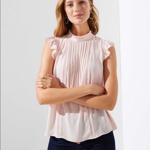 🚫SOLD🚫 NWT Loft pintucked mixed media blouse top